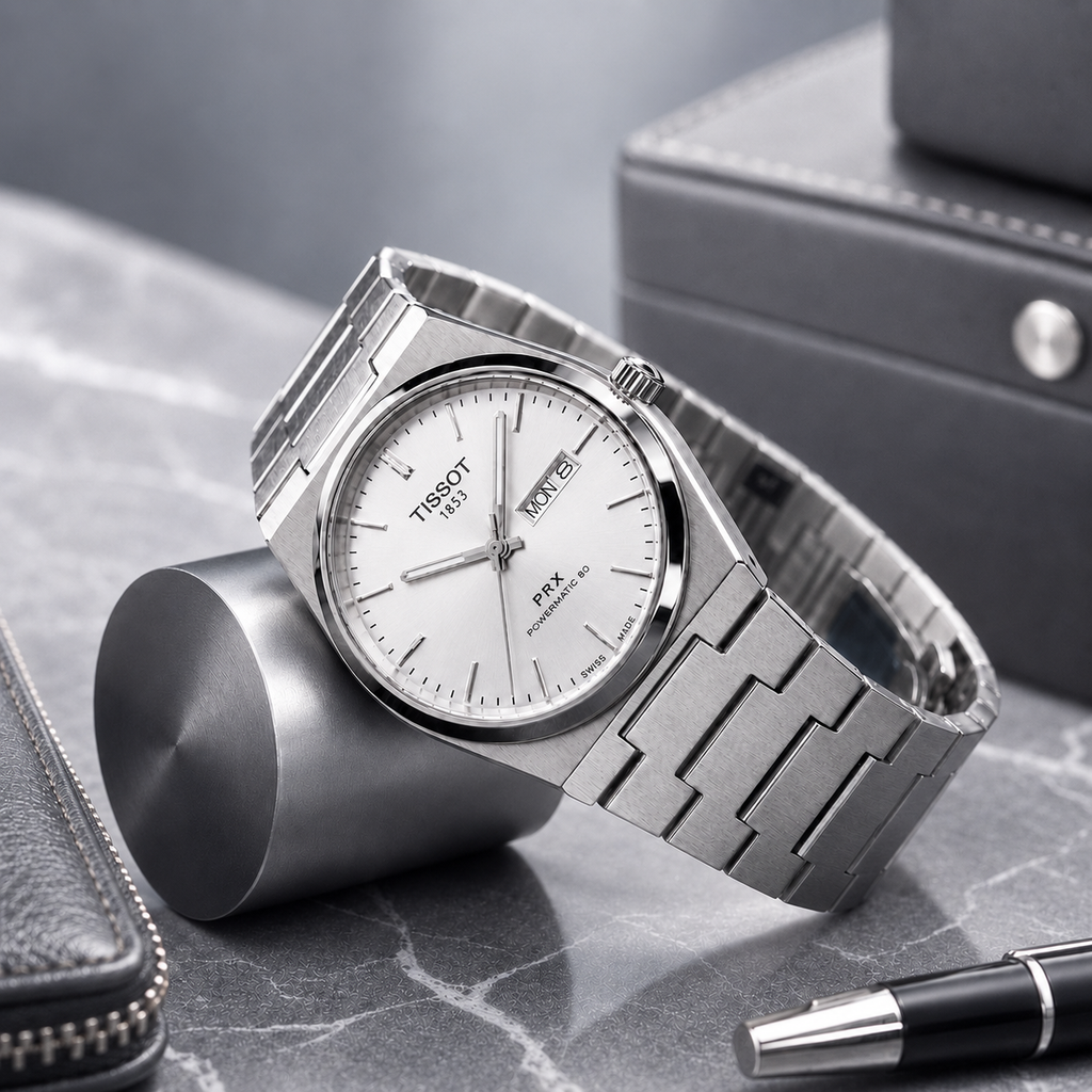 TISSOT PRX Premium Metal Kəmərli Kişi Saatı – Ağ Kadran