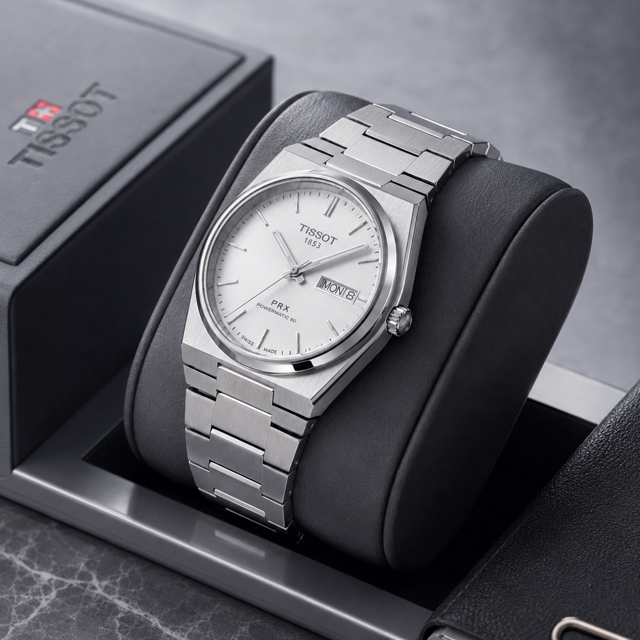 TISSOT PRX Premium Metal Kəmərli Kişi Saatı – Ağ Kadran