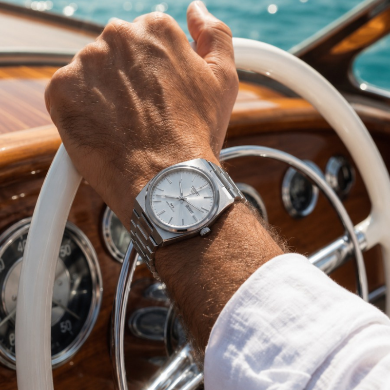 TISSOT PRX Premium Metal Kəmərli Kişi Saatı – Ağ Kadran